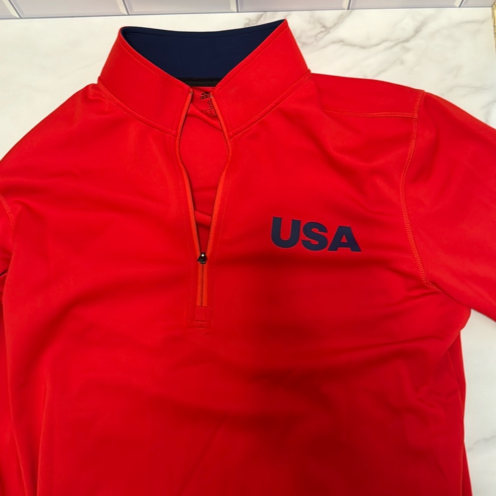 Adidas Team USA golf official team quarter zip. Red. Size small.